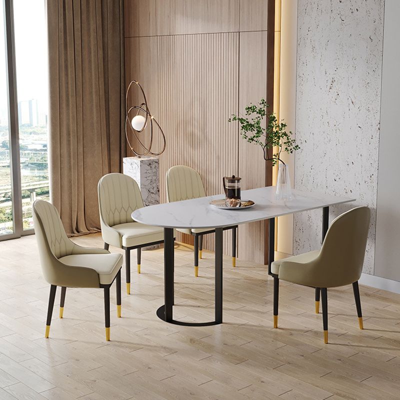 Free Form Sintered Stone Top Table for Restaurant Luxury Dining Table with Double Pedestal Clearhalo 'Dining Tables & Seating' 'Dining Tables' 'dining_table' 'furn' 'furn_dining_table' 'Furniture' 'furniture_dining_table' 'Kitchen & Dining Furniture' 'kitchen' 'kitchen_dining_table' 1200x1200_167f2f4f-9868-4161-a395-95766e434fed