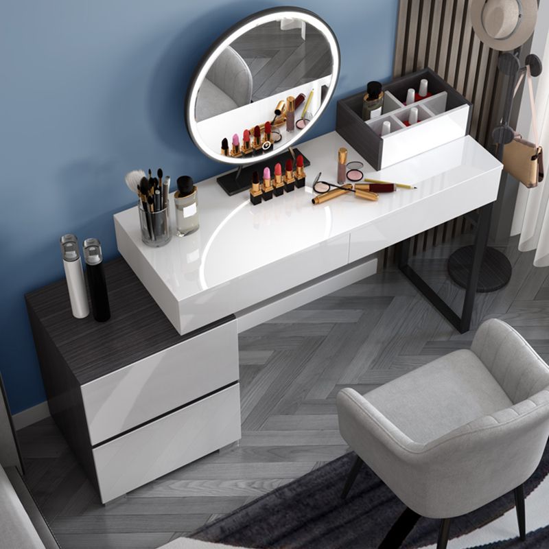 Modern 28.94" H Vanity Dressing Table Set 4 Drawers White Dresser with Stool Clearhalo 'Bedroom Furniture' 'furn' 'furn_makeup_vanities' 'Furniture' 'Makeup Vanities' 'makeup_vanities' 1200x1200_167fd5e5-c63f-4232-abce-059689fd59d6