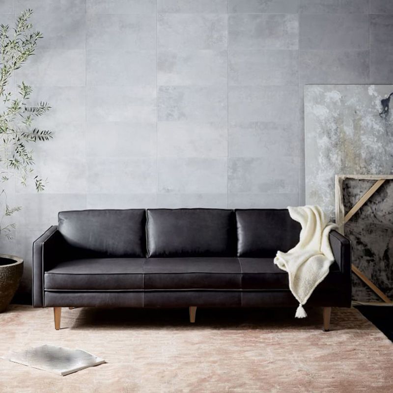 Bras carré industriel 33,85 "W canapé avec faux cuir pour le salon