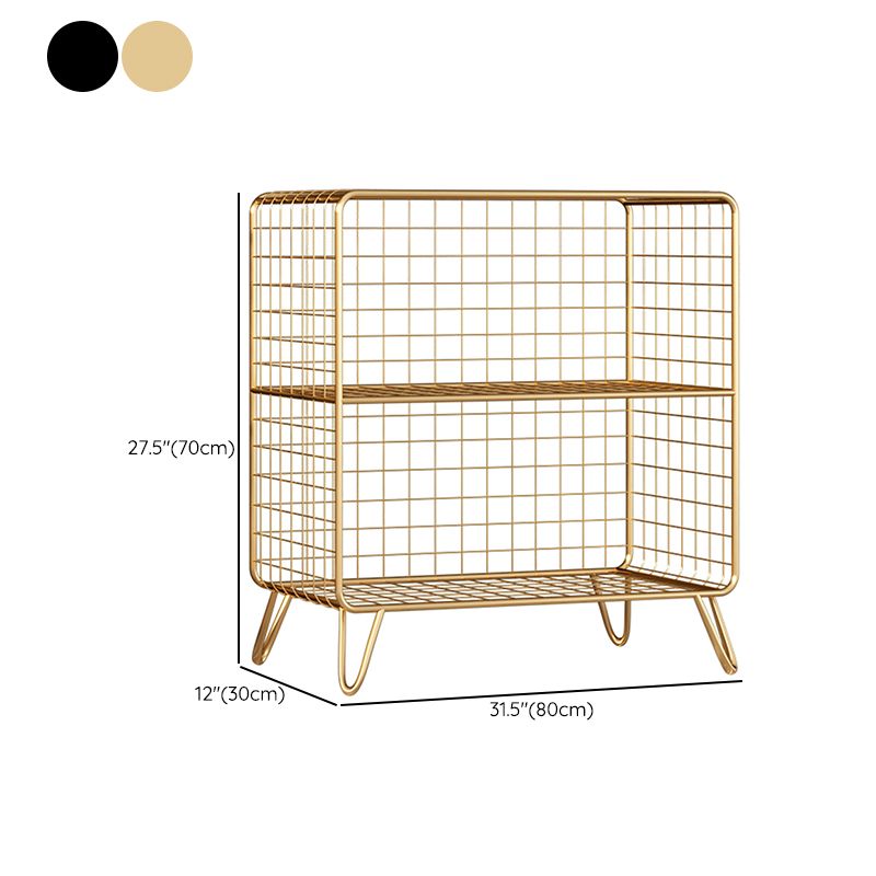 11.81" W Glam Antique Finish Shelf Bookcase Metal Book Shelf with Rectangular Shelves Clearhalo 'Bookcases' 'furn' 'furn_bookcases' 'Furniture' 'Office Furniture' 1200x1200_1680bd33-bcf9-42d7-a3e9-f73e705b529f