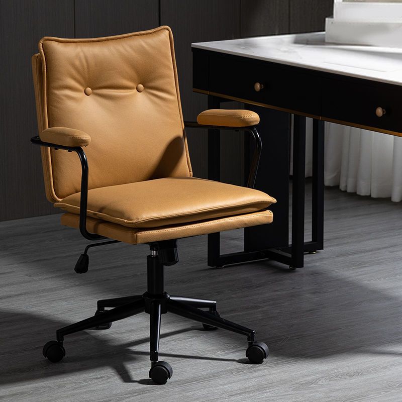 Swivel Computer Desk Chair with Padded Arms Black Frame Modern Office Chair Clearhalo 'furn' 'furn_office_chair' 'Furniture' 'furniture_office_chair' 'Office Chairs' 'Office Furniture' 'office_chair' 1200x1200_16819983-36d3-4fc0-88a1-8b044fc5ec93