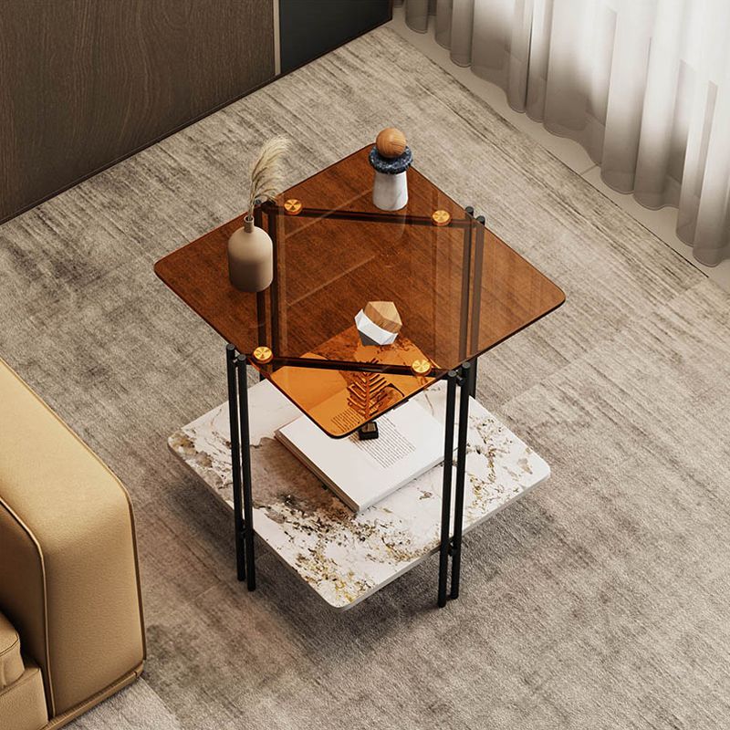 Tabla de esquina cuadrada moderna 4 Pats Table lateral con almacenamiento