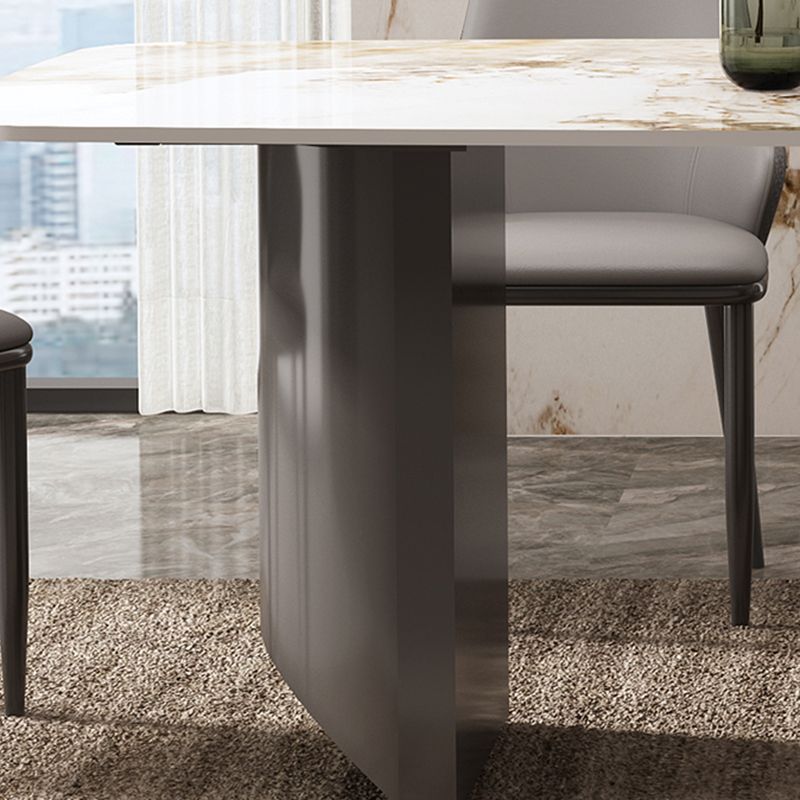 Modern Rectangle Stone Top Dining Table Double Pedestal Dining Table Clearhalo 'Dining Tables & Seating' 'Dining Tables' 'dining_table' 'furn' 'furn_dining_table' 'Furniture' 'Kitchen & Dining Furniture' 1200x1200_1682ee9a-6eb3-46b9-8329-b83a79cad0bb