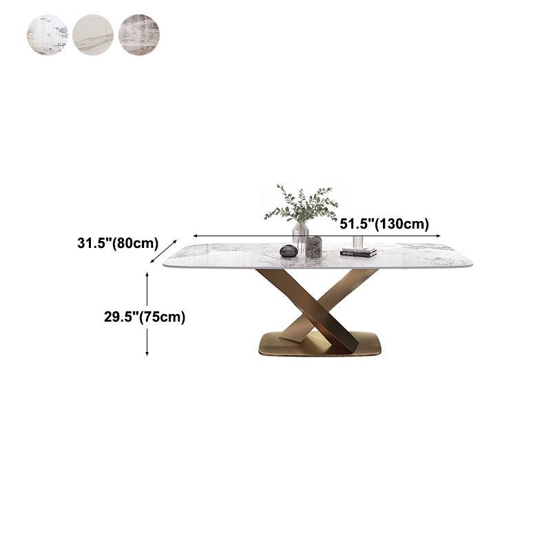 Luxury Sintered Stone Dining Table Rectangle Table with Single Pedestal in Gold Clearhalo 'Dining Tables & Seating' 'Dining Tables' 'dining_table' 'furn' 'furn_dining_table' 'Furniture' 'furniture_dining_table' 'Kitchen & Dining Furniture' 'kitchen' 'kitchen_dining_table' 1200x1200_16853c6c-e412-4b08-99e3-d5ad480d750f