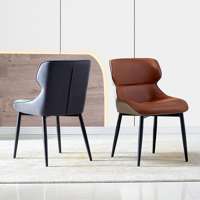 Industrial Design Arm Wingback Side Chair Faux Leather Dining Chairs Clearhalo 'Dining Chairs' 'Dining Tables & Seating' 'dining_chair' 'furn' 'furn_dining_chair' 'Furniture' 'furniture_dining_chair' 'Kitchen & Dining Furniture' 1200x1200_16868176-b3fe-4e82-adb1-08148691e474