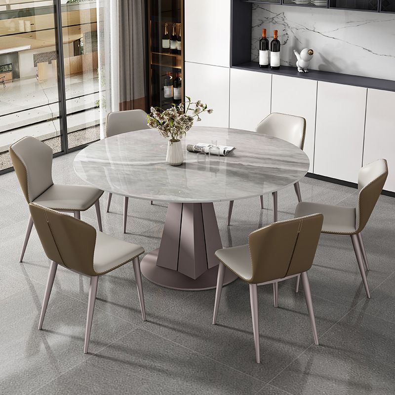 Traditional Luxury Dining Table Round Sintered Stone Pedestal Dining Table for Home Clearhalo ' dining_table' 'Dining Tables & Seating' 'Dining Tables' 'furn' 'furn_dining_table' 'Furniture' 'furniture_dining_table' 'Kitchen & Dining Furniture' 'kitchen&dining_furn' 'kitchen' 'kitchen_dining_table' 1200x1200_1687ef34-6e50-4c23-9937-322b79076af2