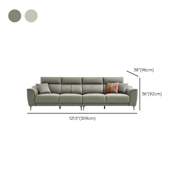 コンテンポラリースタイルのフェイクレザーソリッドカラー縫製枕バックソファ