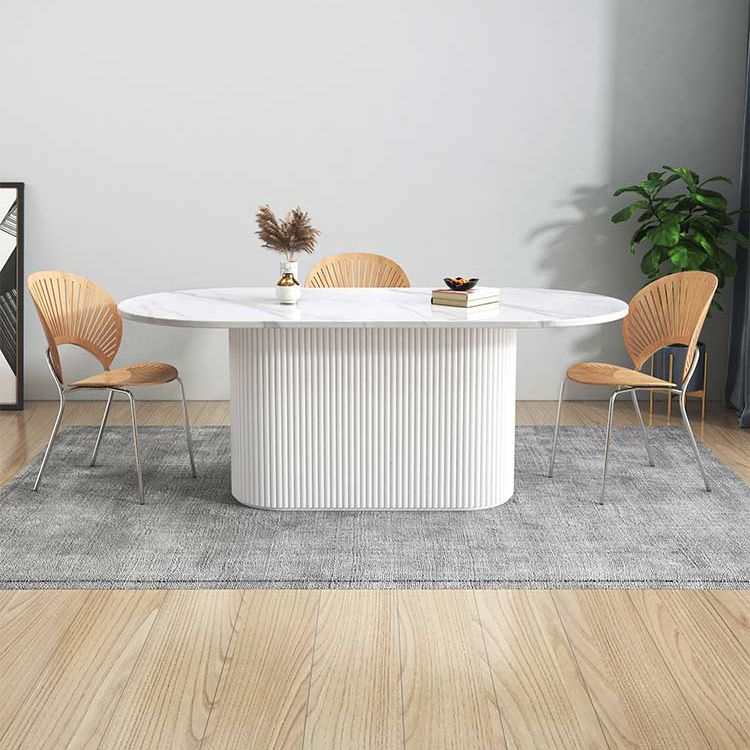 Sintered Stone and Wood Dining Table Simple Style Single Pedestal Base Table Clearhalo ' dining_table' 'Dining Tables & Seating' 'Dining Tables' 'furn' 'furn_dining_table' 'Furniture' 'furniture_dining_table' 'Kitchen & Dining Furniture' 'kitchen&dining_furn' 'kitchen' 'kitchen_dining_table' 1200x1200_168813a0-96dc-4466-a69c-5dff5e30cfe1