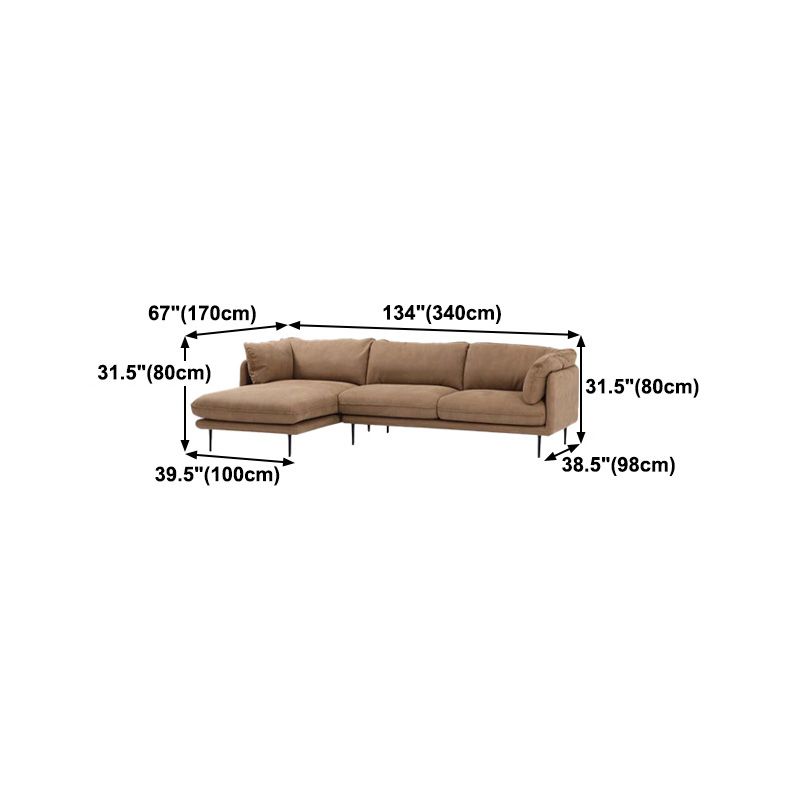 Seccionales de color marrón claro/sofá con almohada y brazo superior de almohada