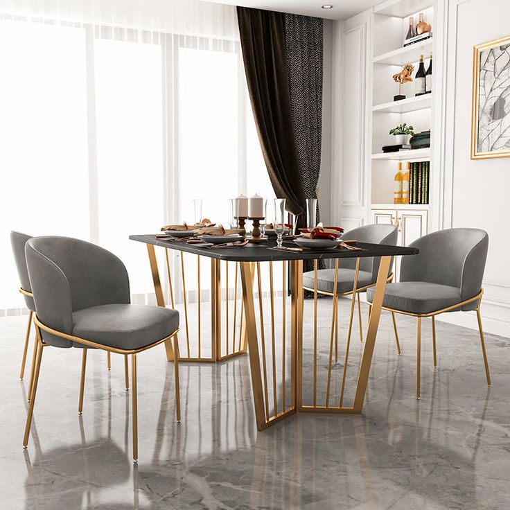 Rectangular Dining Table Set 1/2/5/7 Pieces Metal Dinette Set for Kitchen Clearhalo 'Dining Room Sets' 'Dining Tables & Seating' 'dining_room_set' 'furn' 'furn_dining_room_set' 'Furniture' 'Kitchen & Dining Furniture' 1200x1200_1688b55e-2c40-4906-9661-85d985308174