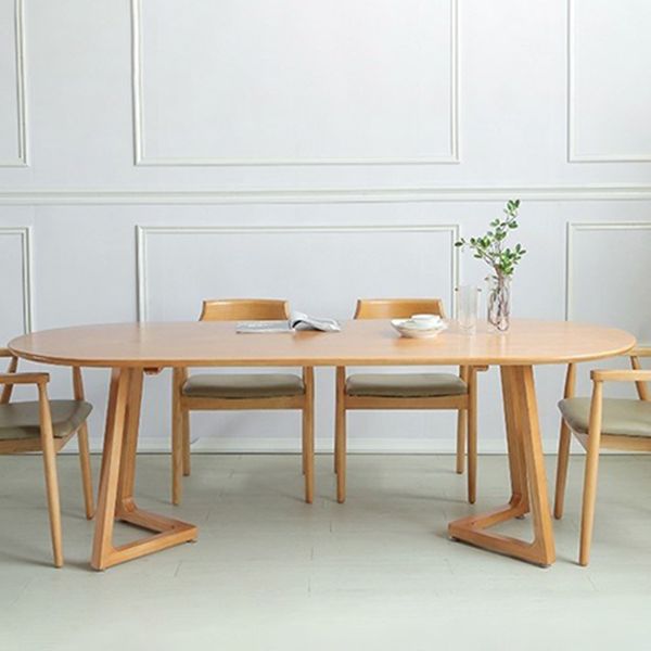 Modern Oval Dining Table Pine Solid Wood Dining Table for Kitchen Clearhalo 'Dining Tables & Seating' 'Dining Tables' 'dining_table' 'furn' 'furn_dining_table' 'Furniture' 'Kitchen & Dining Furniture' 1200x1200_1688ffa2-9370-43cd-a85f-6eff66801d3d