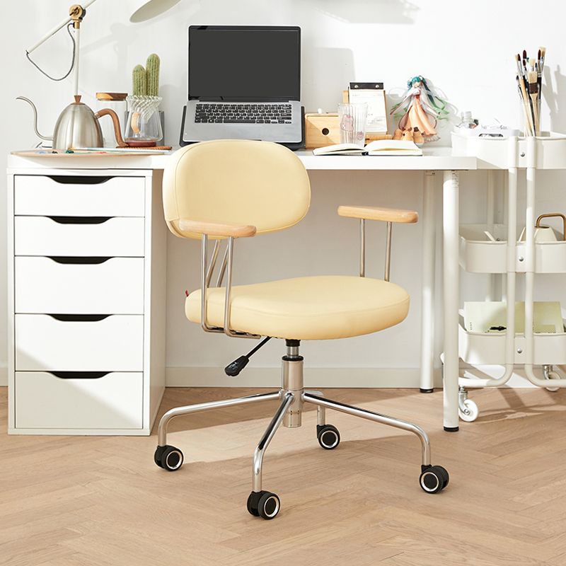Modernism Fixed Arms Office Chair Desk Chair with Wheels for Home Clearhalo 'furn' 'furn_office_chair' 'Furniture' 'Office Chairs' 'Office Furniture' 'office_chair' 1200x1200_168b8eb7-c509-4fe6-999f-fde47e3278d6