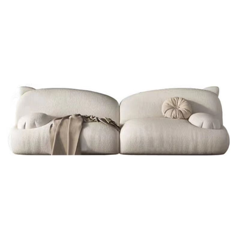 Modernism Cream Cat-Shaped Sofa Pillow Top Arm Wool Sofa - 39.37" D Clearhalo 'furn' 'furn_sofas' 'Furniture' 'Living Room Furniture' 'Sofa' 'sofas' 1200x1200_168c468b-4796-4ee9-8eed-83da7cc15b66