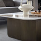 Mesa de centro rectangular de mármol blanco Mesa de cóctel redonda moderna