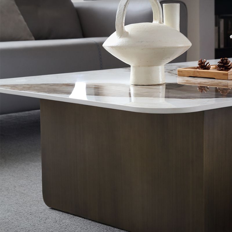 Mesa de centro rectangular de mármol blanco Mesa de cóctel redonda moderna