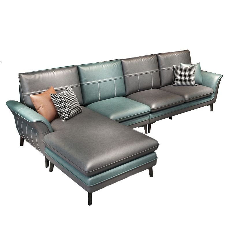 Pillowed Back Cushions Sectional Sofa with Flared Arm,137.80" L