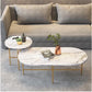 Glam Table basse en ardoise à 4 pieds avec base en fer blanc