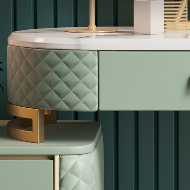 Green Makeup Vanity Desk 30.31" High Vanity Tables with 3 Drawer Clearhalo 'Bedroom Furniture' 'furn' 'furn_makeup_vanities' 'Furniture' 'Makeup Vanities' 'makeup_vanities' 1200x1200_1693176f-3bdb-4b35-8898-d45dfc91f5c7