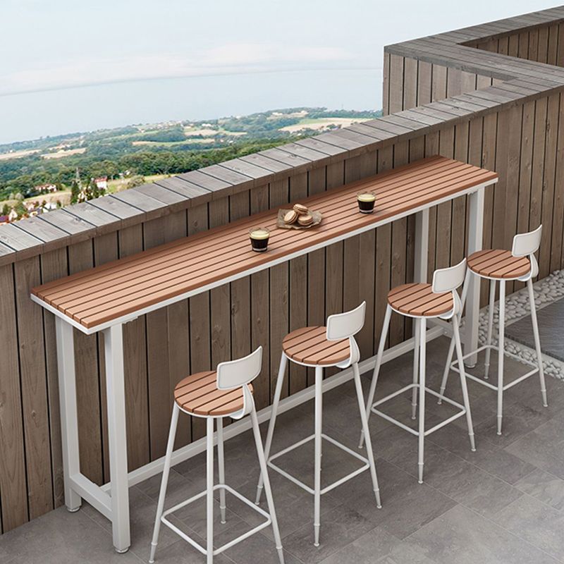 Metal and Wood Rectangular Table, Industrial Style Minimalist Balcony Outdoor Bar Table Clearhalo 'Bar Furniture' 'Bar Tables' 'bar_tables' 'furn' 'furn_bar_tables' 'Furniture' 'Kitchen & Dining Furniture' 1200x1200_169451f2-8ece-4a06-9dda-e5ee12435ce1