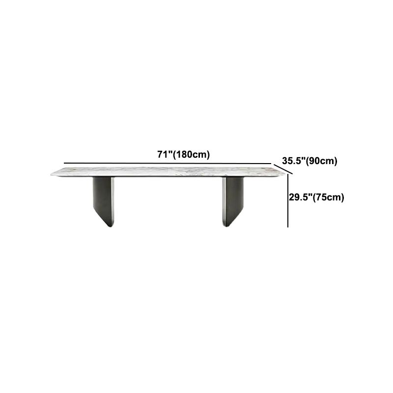 Rectangle Dining Table Sintered Stone Top Modern White Table with Black Legs Clearhalo 'Dining Tables & Seating' 'Dining Tables' 'dining_table' 'furn' 'furn_dining_table' 'Furniture' 'Kitchen & Dining Furniture' 1200x1200_1696c970-cf20-4573-9231-c3383a93b52b