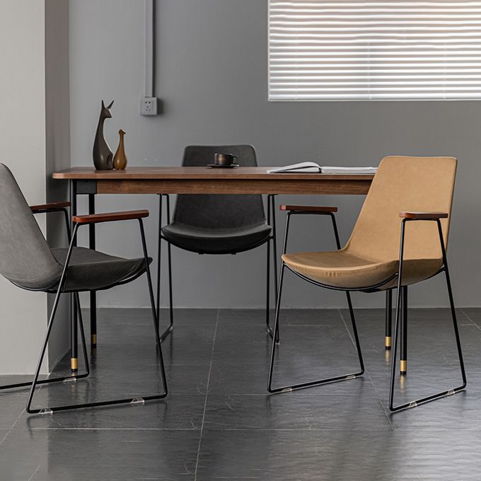 Scandinavian Design Solid Back Dining Side Chair Leather Dining Side Chair Clearhalo ' kitchen&dining_furn' 'Dining Chairs' 'Dining Tables & Seating' 'dining_chair' 'furn' 'furn_dining_chair' 'Furniture' 'furniture_dining_chair' 'Kitchen & Dining Furniture' 'kitchen' 1200x1200_1696dda8-278c-42a2-ba23-04d04238b720