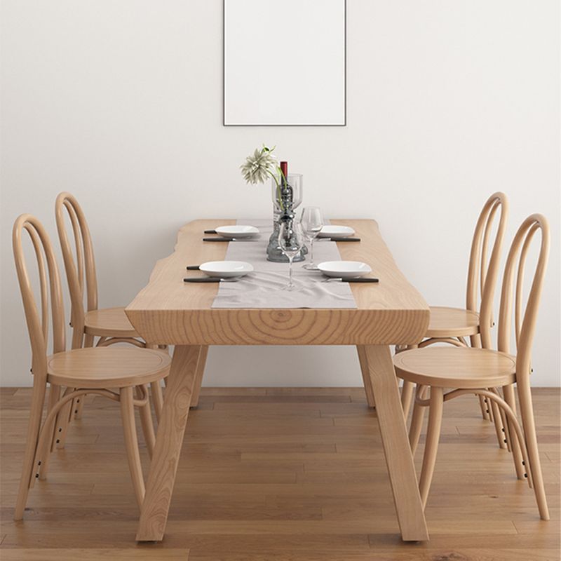 Mesa de comedor rectangular de 4 patas, mesa de madera de estilo moderno para cocina