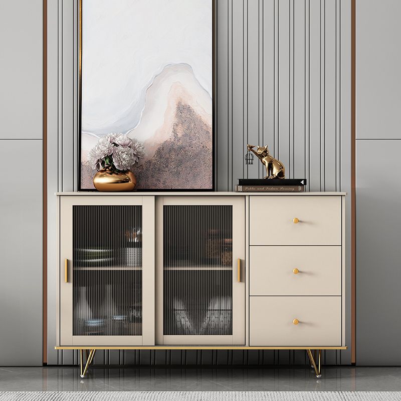 Glass and Sliding Doors Sideboard Modern MDF Kitchen 2-door Breakfront Sideboard Clearhalo 'buffet_sideboard' 'Buffets & Sideboards' 'furn' 'furn_buffet_sideboard' 'Furniture' 'furniture_buffet_sideboard' 'Kitchen & Dining Furniture' 1200x1200_169a110e-fb1d-406e-a2a7-c36142878fd9