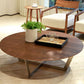 Cross Legs 1 Einzel-Couchtisch in Braun, runder skandinavischer Cocktailtisch aus massivem Holz
