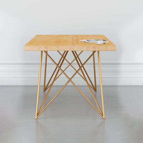 Traditional Luxury Rectangle Dining Room Table Pine Solid Wood Table with 4 Metal Legs for Home Clearhalo ' dining_table' 'Dining Tables & Seating' 'Dining Tables' 'furn' 'furn_dining_table' 'Furniture' 'furniture_dining_table' 'Kitchen & Dining Furniture' 'kitchen&dining_furn' 'kitchen' 'kitchen_dining_table' 1200x1200_169c502a-0167-4cb6-aa44-f7d5d6014d94