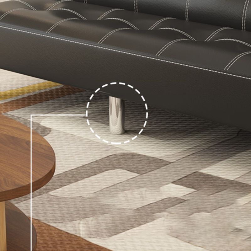 Faux Leather and Linen Sofa Contemporary Biscuit Back Sofa Bed Clearhalo 'furn' 'furn_sofas' 'Furniture' 'furniture_sofas' 'Living Room Furniture' 'Sofa' 'sofas' 1200x1200_169d02ed-99d6-42f8-86e4-cfa9b1328b94