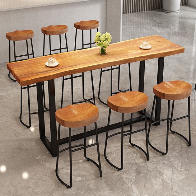 Modern Armless Counter Stool Iron Cafe Bar Stool with Wooden Seat and Pedal Clearhalo 'Bar Furniture' 'Bar Stools' 'bar_stools' 'furn' 'furn_bar_stools' 'Furniture' 'furniture_bar_stools' 'Kitchen & Dining Furniture' 1200x1200_16a09929-2bdb-4a86-a78e-774970c86840