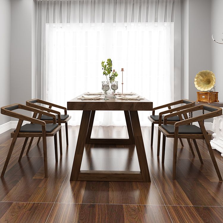 Fixed Solid Wood Top Kitchen Table Set with Double Pedestal Base Dining Table Sets for Home Clearhalo 'Dining Room Sets' 'Dining Tables & Seating' 'dining_room_set' 'furn' 'furn_dining_room_set' 'Furniture' 'furniture_dining_room_set' 'Kitchen & Dining Furniture' 'kitchen&dining_furn' 'kitchen' 1200x1200_16a212fb-67ea-4c95-b20b-5b15fcf86502