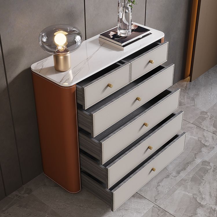 Commode contemporaine en pierre de 15,6 pouces de largeur avec 6 tiroirs