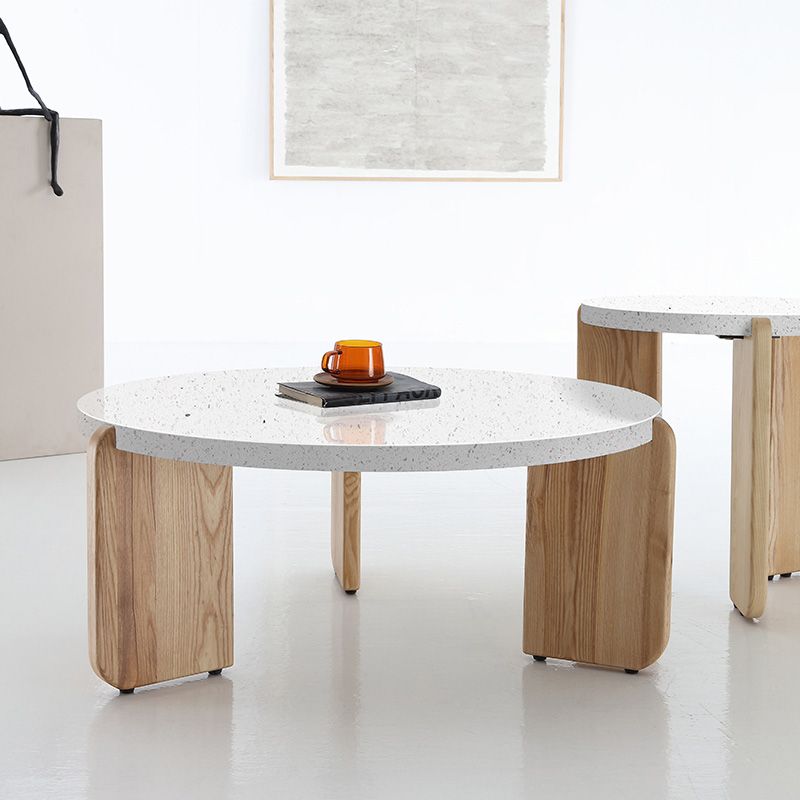 Round Terrazzo Coffee Table Minimalist Wooden 3 Legs Cocktail Table Clearhalo 'Coffee & Accent Tables' 'Coffee Tables' 'coffee_tables' 'furn' 'furn_coffee_tables' 'Furniture' 'Living Room Furniture' 1200x1200_16a2ab7d-b49d-4e62-82ec-523abc7ede5d