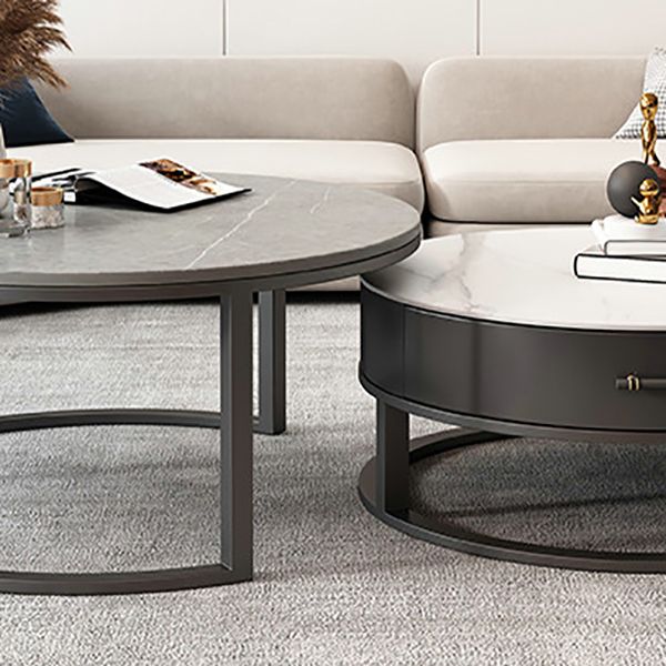 Frame Coffee Table Set Slate Cocktail Table with Storage Drawers Clearhalo 'Coffee & Accent Tables' 'Coffee Tables' 'coffee_tables' 'furn' 'furn_coffee_tables' 'Furniture' 'Living Room Furniture' 1200x1200_16a50aac-a7a2-49c1-b327-4e904f092ed4