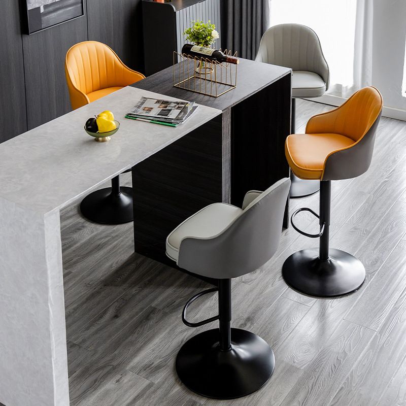 Metal Contemporary Kitchen Dining Room Arm Stool Adjustable Height Barstool Clearhalo 'Bar Furniture' 'Bar Stools' 'bar_stools' 'Furniture' 'furniture_bar_stools' 'Kitchen & Dining Furniture' 1200x1200_16a63a1e-9edc-4237-afff-7d4d6794bd61