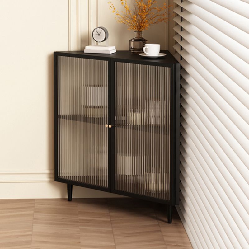 Modern 23.6"W√ó31.5"H Dining Server Antique Finish Steel Sideboard Table with Glass Door Clearhalo 'buffet_sideboard' 'Buffets & Sideboards' 'furn' 'furn_buffet_sideboard' 'Furniture' 'Kitchen & Dining Furniture' 1200x1200_16a77419-3202-48e6-9d3b-5a2a290a9421