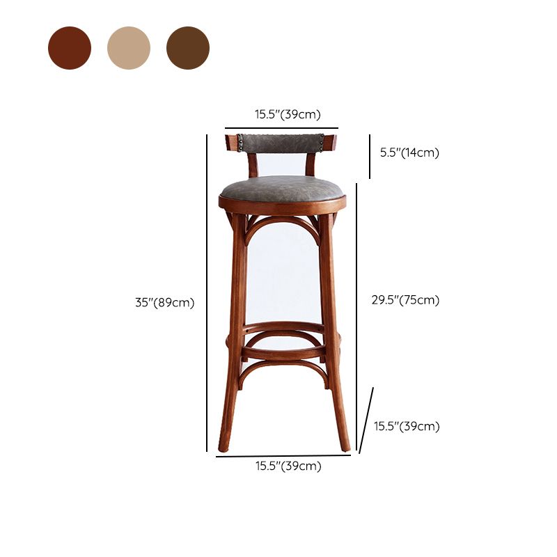 Taburete de mostrador de madera industrial, taburetes de altura de mostrador de cuero sintético para uso doméstico