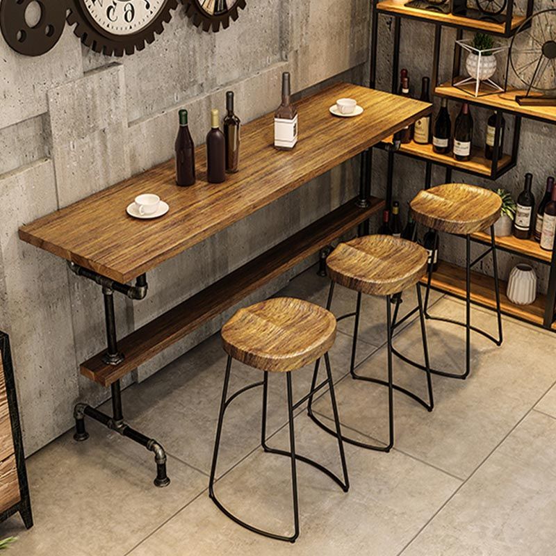 Rectangle Bar Dining Table Contemporary Bar Table with Black Trestle Base Clearhalo 'Bar Furniture' 'Bar Tables' 'bar_tables' 'furn' 'furn_bar_tables' 'Furniture' 'Kitchen & Dining Furniture' 1200x1200_16aa9e30-600d-42af-8ef7-7d029acdd4a4