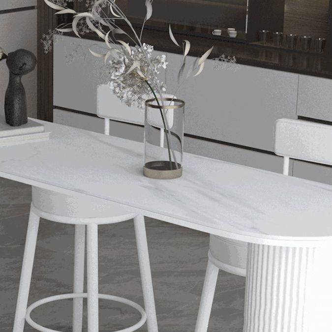 Stone Indoor Glam Bar Dining Table Iron Bistro Table with Double Pedestal Clearhalo 'Bar Furniture' 'Bar Tables' 'bar_tables' 'furn' 'furn_bar_tables' 'Furniture' 'furniture_bar_tables' 'Kitchen & Dining Furniture' 'kitchen&dining_furn' 'kitchen' 1200x1200_16aadea2-d44c-46d1-856c-4a9634e3de67