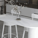 Stone Indoor Glam Bar Dining Table Iron Bistro Table with Double Pedestal Clearhalo 'Bar Furniture' 'Bar Tables' 'bar_tables' 'furn' 'furn_bar_tables' 'Furniture' 'furniture_bar_tables' 'Kitchen & Dining Furniture' 'kitchen&dining_furn' 'kitchen' 1200x1200_16aadea2-d44c-46d1-856c-4a9634e3de67