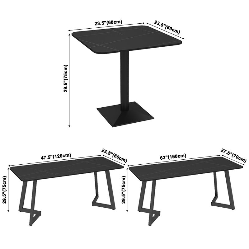 Industrial Dining Table Black Sintered Stone Table with Black Metal Base for Dining Room Clearhalo ' dining_table' 'Dining Tables & Seating' 'Dining Tables' 'furn' 'furn_dining_table' 'Furniture' 'furniture_dining_table' 'Kitchen & Dining Furniture' 'kitchen&dining_furn' 'kitchen' 'kitchen_dining_table' 1200x1200_16acba06-3db6-4c70-a47c-5d1631e0cf94