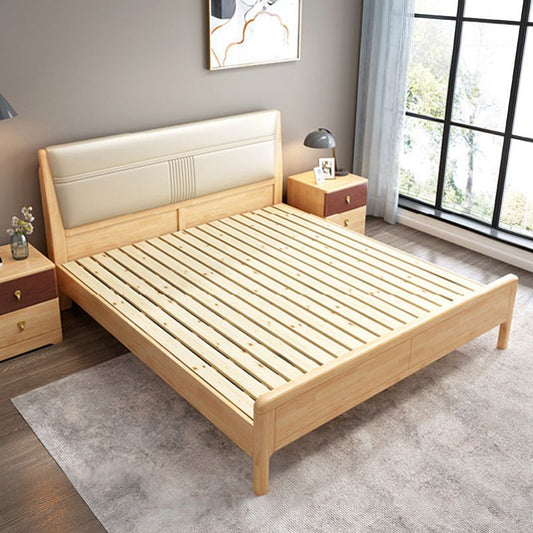 Natürliches zeitgenössisches Panelbett Holz und gepolstertes Standardbettpolsterkopfbrett