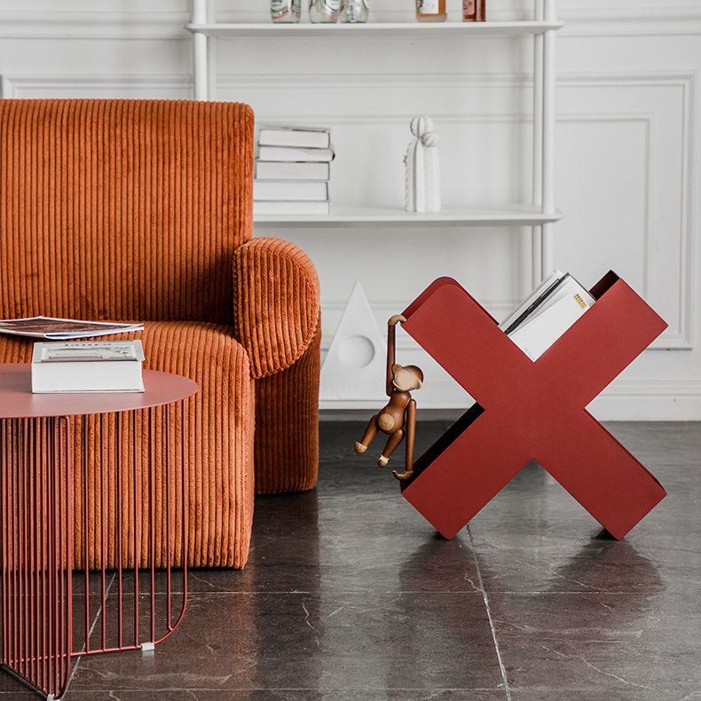 Mid-Century X-base End Table Metal Geometric Side End Snack Table