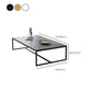 Table basse rectangulaire en bois avec base à tréteaux en acier et table de cocktail