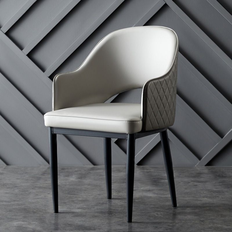 Silla de comedor de espalda abierta sillas laterales de comedor de cuero moderno