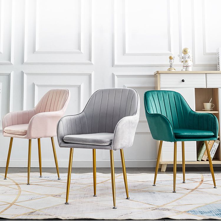 Scandinavian Dining Arm Chair Solid Back Side Chair with Metal Legs for Home Use Clearhalo ' kitchen&dining_furn' 'Dining Chairs' 'Dining Tables & Seating' 'dining_chair' 'furn' 'furn_dining_chair' 'Furniture' 'furniture_dining_chair' 'Kitchen & Dining Furniture' 'kitchen' 1200x1200_16b2cfff-96ab-4a52-bcc2-3ea0157aa42c