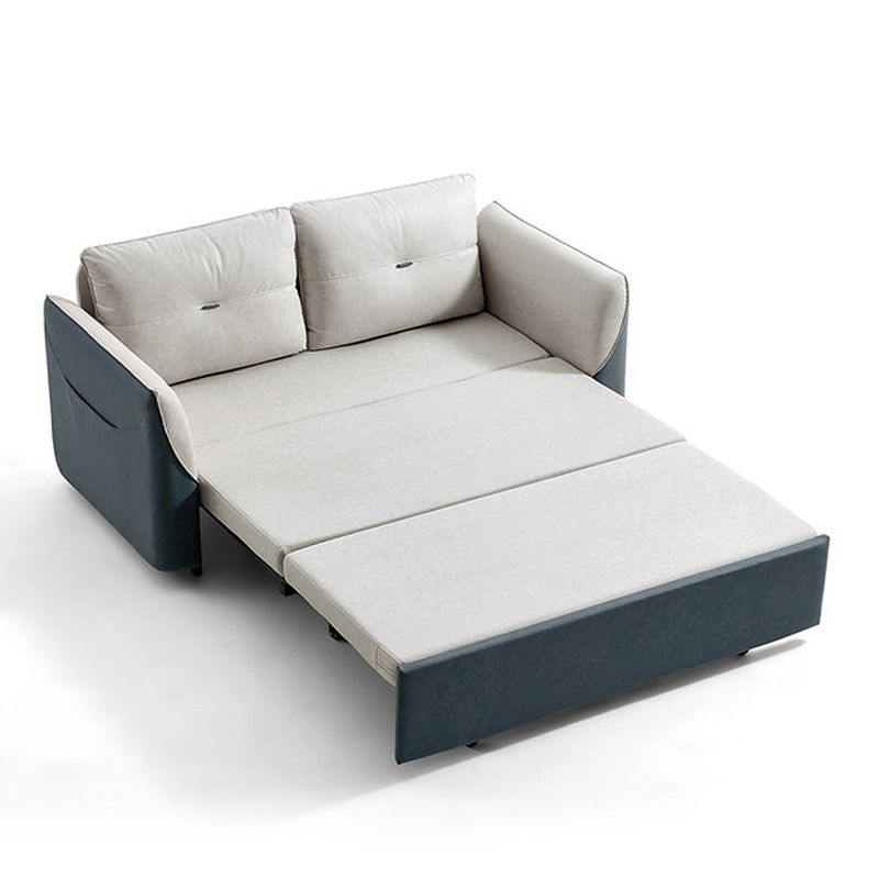 Faux lederen bank bed met kussenachter converteerbare bank met tijdschriftopslag