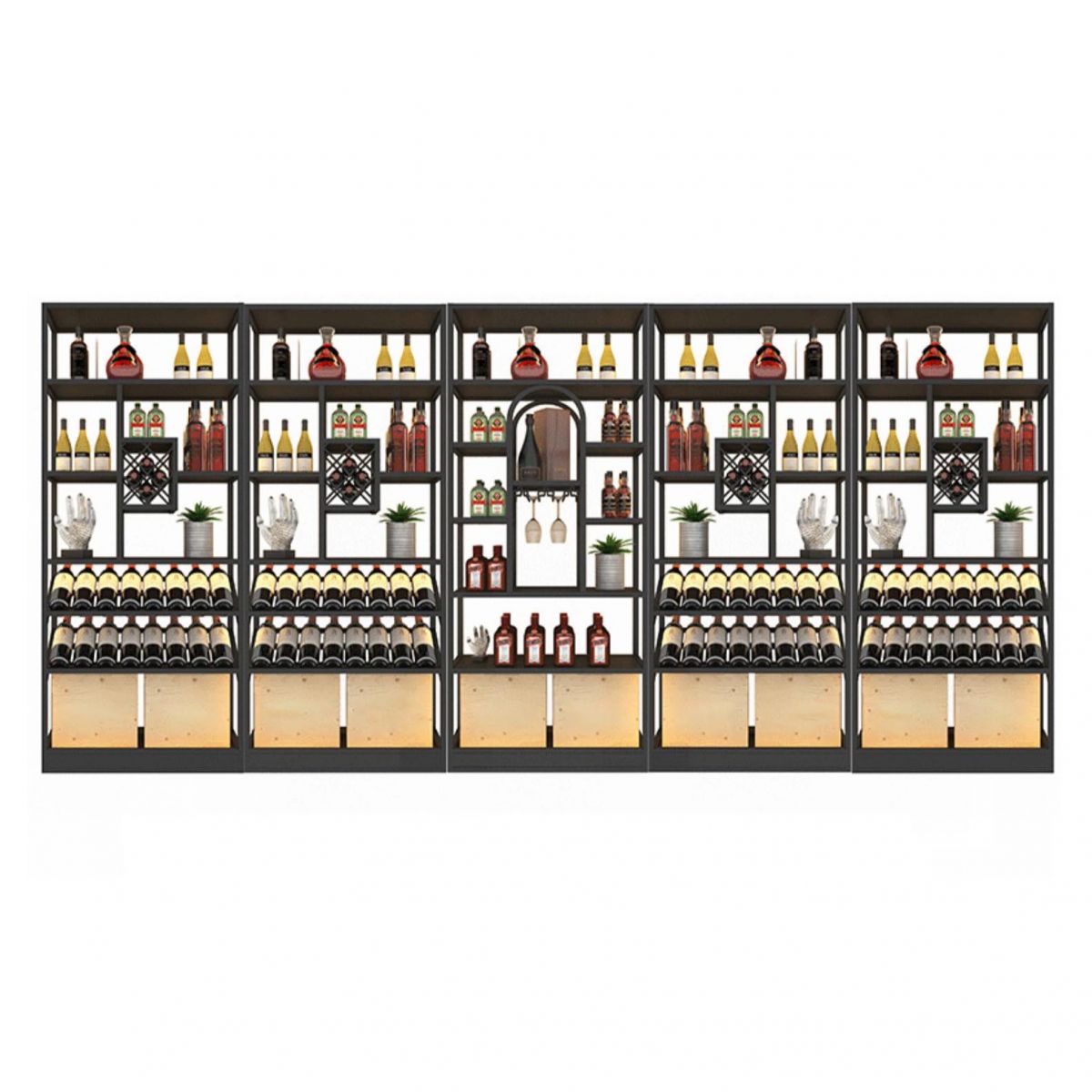 Freestanding Luxury Wine Jail Metal with Shelf Wine Rack Kit 11.8"Wide Clearhalo 'furn' 'furn_wine_racks' 'Furniture' 'Kitchen & Dining Furniture' 'Wine Racks' 'wine_racks' 1200x1200_16b48412-528d-4a5c-b12b-2015fbd9abe5