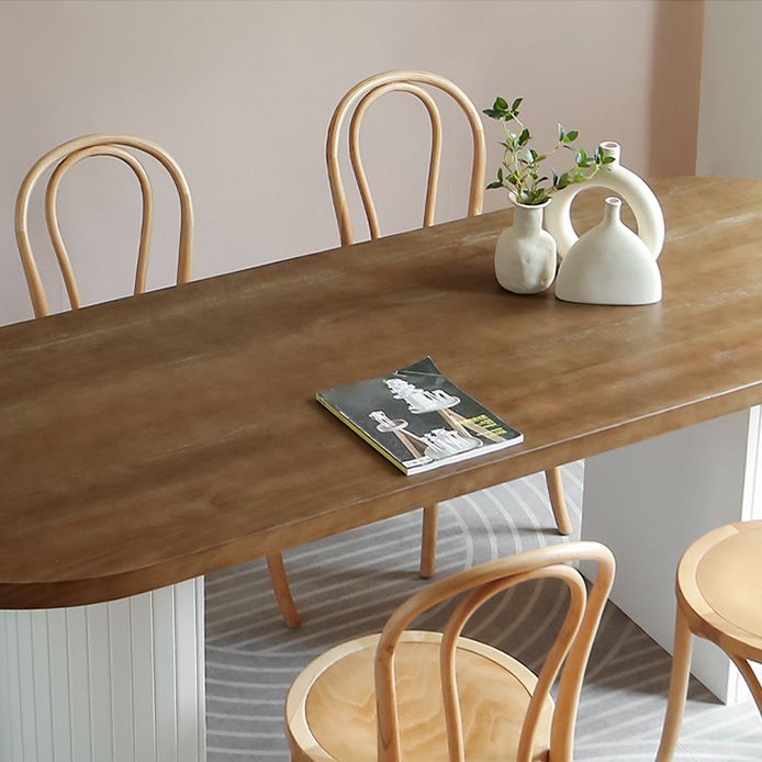 Modern Dining Oval Table Dining Wooden Table for Restaurant with Wood Legs Clearhalo 'Dining Tables & Seating' 'Dining Tables' 'dining_table' 'furn' 'furn_dining_table' 'Furniture' 'furniture_dining_table' 'Kitchen & Dining Furniture' 1200x1200_16b4f429-1842-4436-a0e4-9561bf40ac56